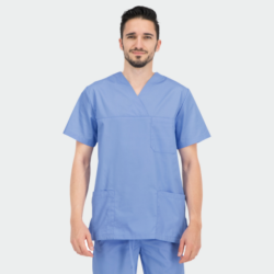 Bluză medicală unisex ANGEL cu decolteu în V și trei buzunare
