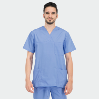Bluză medicală unisex ANGEL cu decolteu în V și trei buzunare