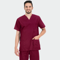 Bluză medicală unisex ANGEL cu decolteu în V și trei buzunare