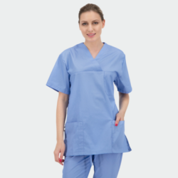 Bluză medicală unisex ANGEL cu decolteu în V și trei buzunare