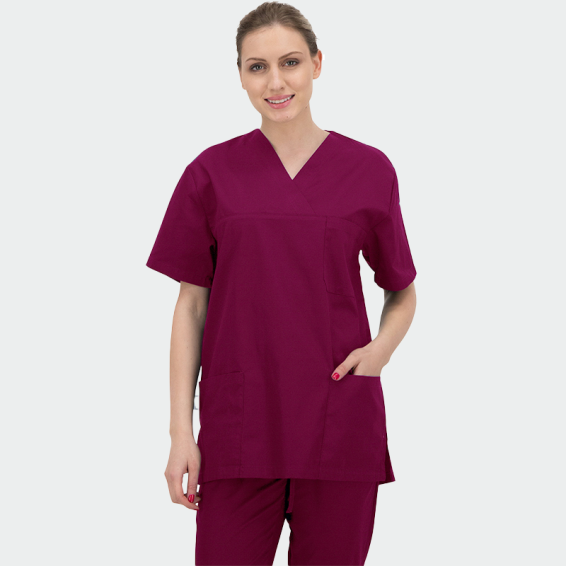 Bluză medicală unisex ANGEL cu decolteu în V și trei buzunare