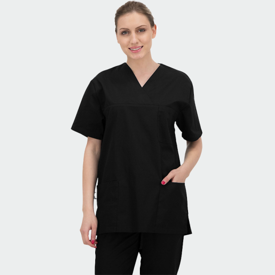 Bluză medicală unisex ANGEL cu decolteu în V și trei buzunare