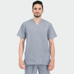 Bluză medicală unisex ANGEL cu decolteu în V și trei buzunare