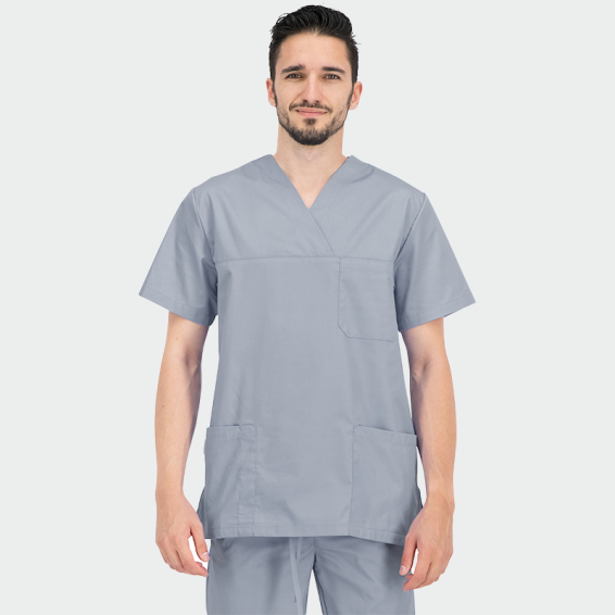 Bluză medicală unisex ANGEL cu decolteu în V și trei buzunare