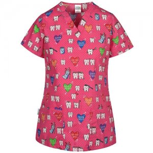 bluza medicala cu imprimeu stomatologie