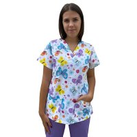 bluza medicala dama cu impriemu fluturi