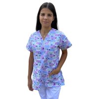 bluza medicala cu imprimeu lila