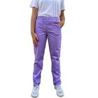 pantaloni medicali lila cu elastan
