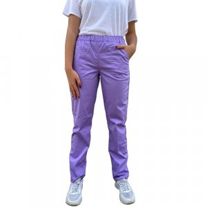 pantaloni medicali lila cu elastan