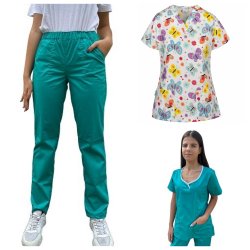 costum medical dama 3 piese: 2 bluze si 1 pantalon medical