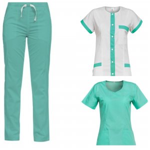 costum medical dama verde 3 piese: 2 bluze si 1 pantalon medical