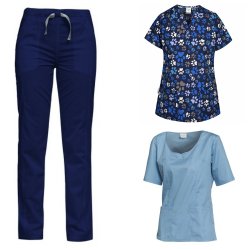 costum medical dama 3 piese: 2 bluze si 1 pantalon medical