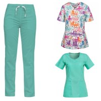 costum medical dama verde 3 piese: 2 bluze si 1 pantalon medical
