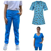 costum medical dama 3 piese bleu