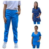 costum medical dama 3 piese albastru