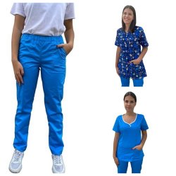 costum medical dama 3 piese albastru