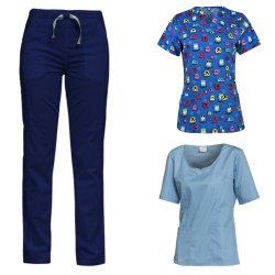 costum medical 3 piese albastru