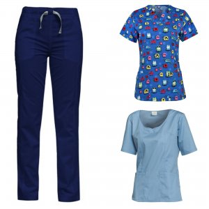 costum medical 3 piese albastru