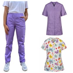 costum medical dama 3 piese lila