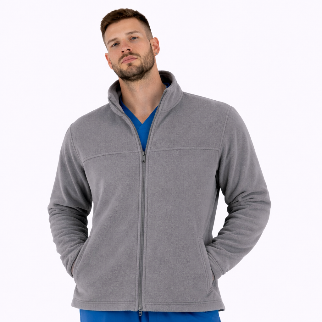 jacheta polar fleece barbat gri promotie medactiv (4) hal;ate medicale din polar model universal medactiv