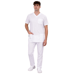 costum medical barbat alb marco model clasic material elastic