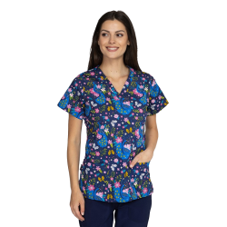 bluza medicala dama imprimeu paun bambina
