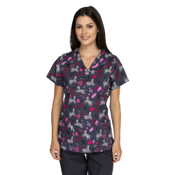 bluza medicala dama bambina imprimeu zebra fond negru medactiv