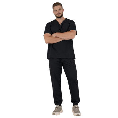 scrub medical [pentru barbat culoare neagra model sport tip jogger