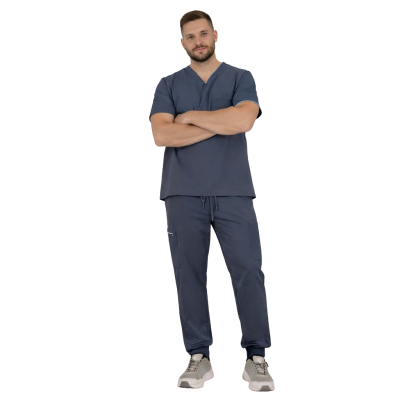 costum medical pentru barbat mateo gri model sport medactiv