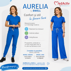 costumm medical antibaterian aurelia pantaloni tip jogger saut model larg de la medactiv