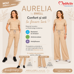 uniforma medicala antimicrobiana aurelia pantaloni moderini tip jogger sau pantaloni model larg de la medactiv