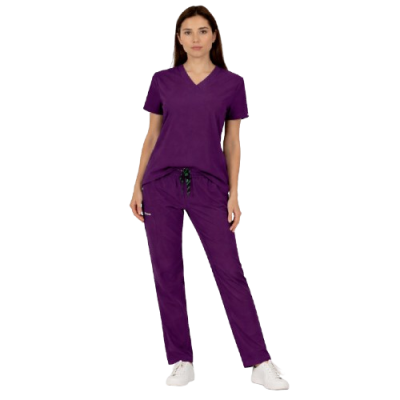 costum medical dama bella mov pruna medactv material elastic model elegant