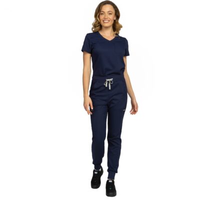 Costum medical damă AURELIA antimicrobian bleumarin