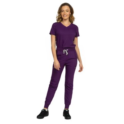 Costum medical damă AURELIA antimicrobian mov pruna