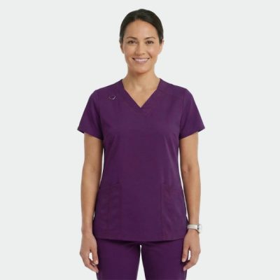 bluza medicala dama angelica mov pruna material bumbac cu elastan