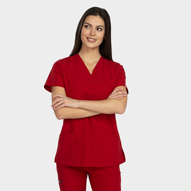 Costum medical dama Bella rosu - imagine 14