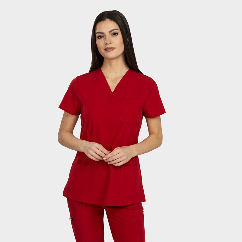 Costum medical dama Bella rosu - imagine 15