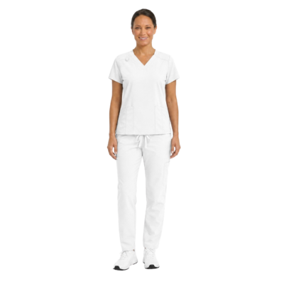 costum medical dama angelica alb material elastic