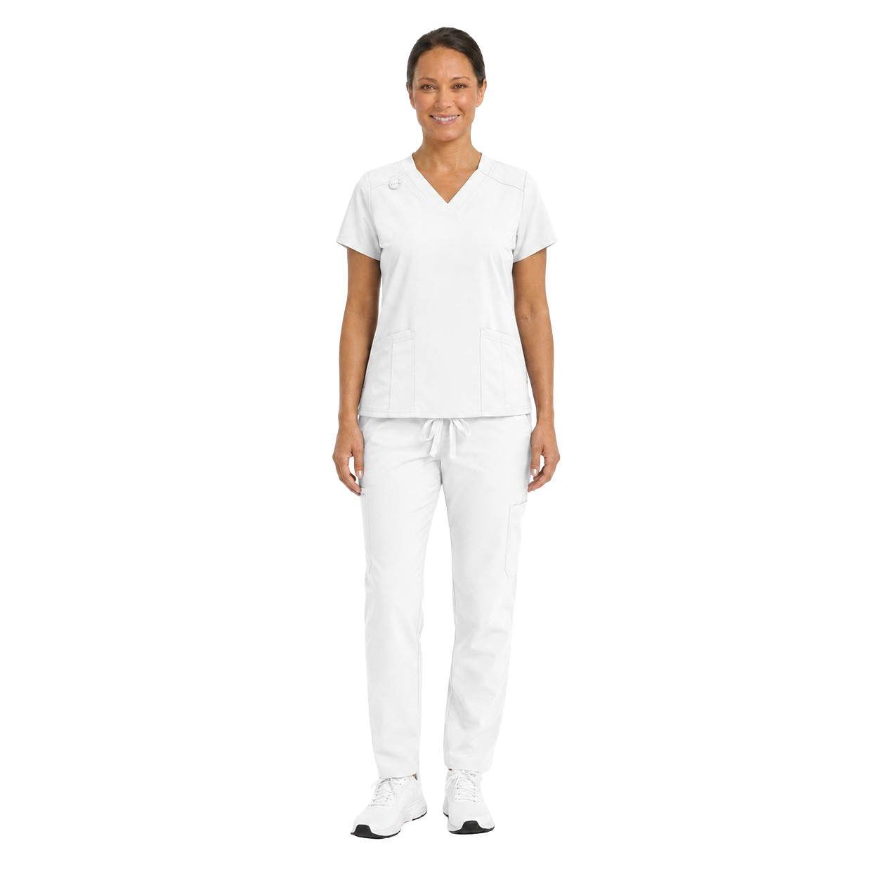 costum medical dama angelica alb material elastic